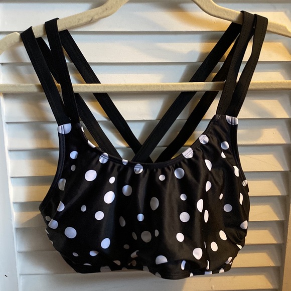NWOT Yonique SM Black & White Polka Dot 3 Piece Tankini - Picture 6 of 16